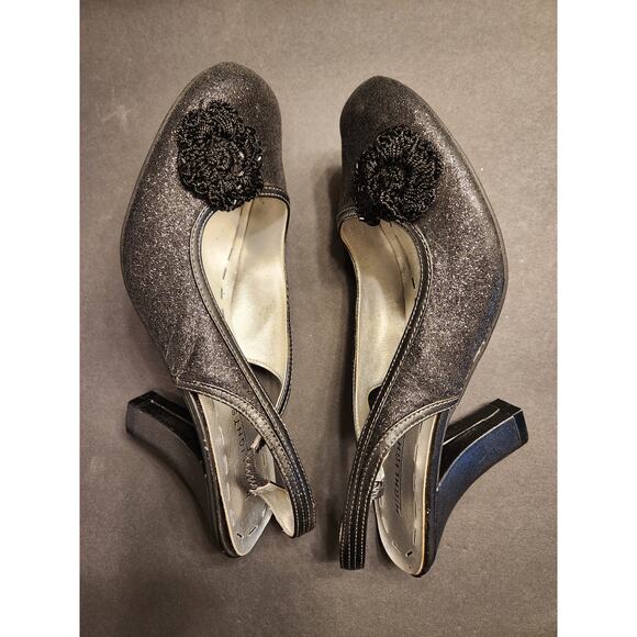HIGHLIGHTS Glitter Embellished Slingback Pump Heels Womens 8 Charcoal Grey Black - Picture 10 of 12